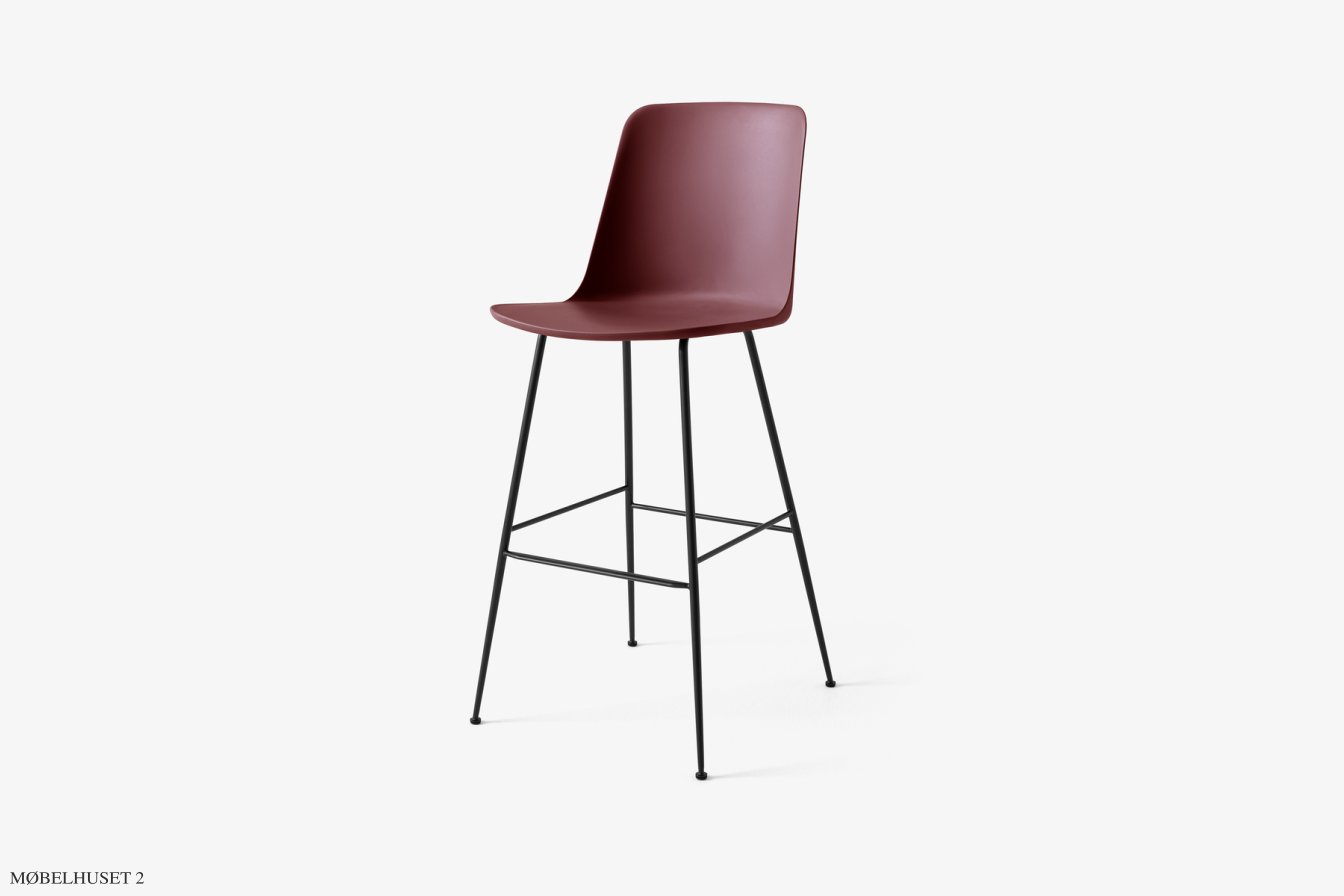 Rely HW96 Thekenhocker mit Kunststoffschale, Schwarz, Red Brown | &Tradition