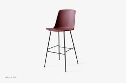Rely HW96 Thekenhocker mit Kunststoffschale, Schwarz, Red Brown | &Tradition
