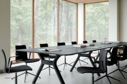 Space Bord, 480 x 140 cm, Fenix schwarz (Nero Ingo), Eiche schwarz matt lackiert | Andersen Furniture