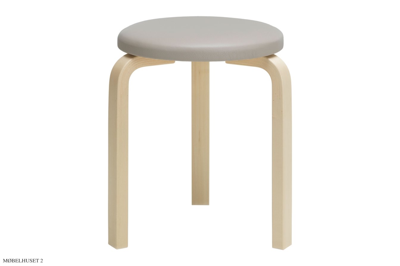 Stool 60 | Natur, Birk/l�der Prestige beige | Artek