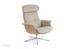 Timeout l�nestol, Eg lak, Drejefod aluminium, Stof | Evita Sand 06 | Conform