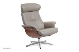 Timeout Large l�nestol, Valn�d, Drejefod aluminium, L�der | Fantasy Cement 78 | Conform