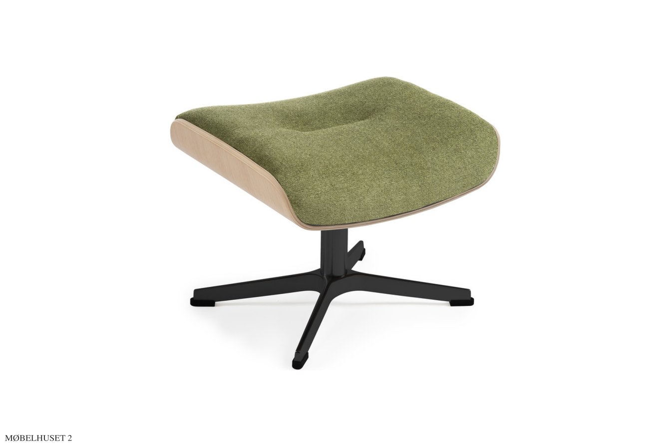 Air fodskammel, Eg ubehandlet, X-fod sort aluminium, Stof | Etna Olive 28 | Conform
