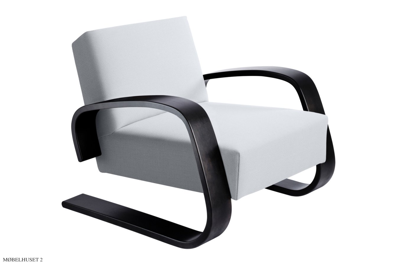 Armchair 400 \"Tank\" Sessel, Schwarz lackiert | Stoff Tonus | Artek