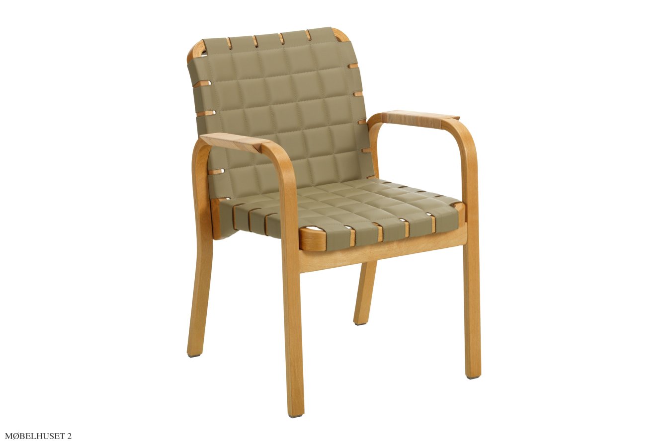 Armchair 45 armstol, Birk Honey bejdse | Spectrum l�der, leaf | Artek