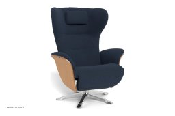 Aviora recliner l�nestol, Eg lak, Drejefod aluminium, Stof | Sheford Dark blue 48 | Conform