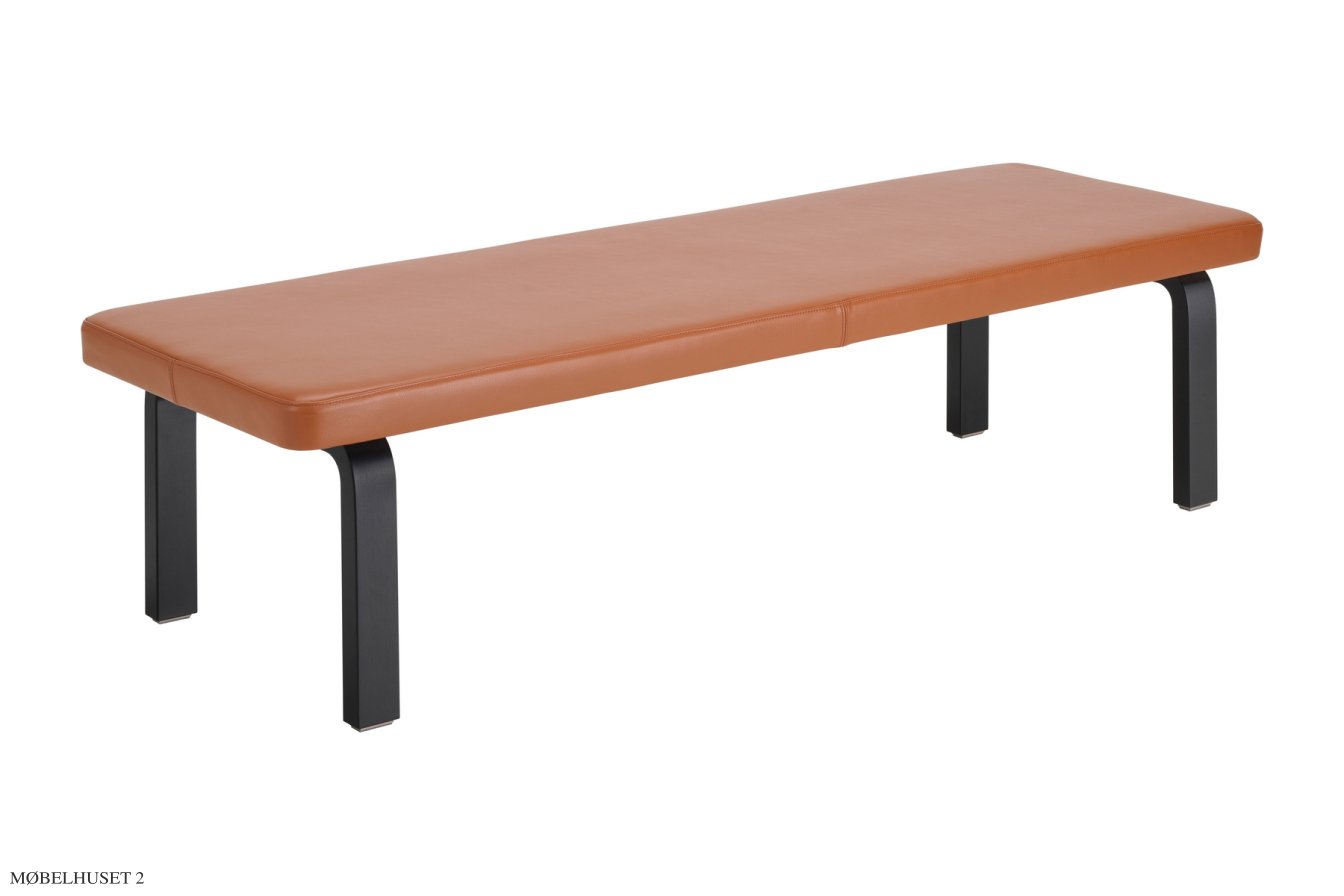 Bench 167 Bank, Schwarz lackiert Birke/Leder Prestige | Artek