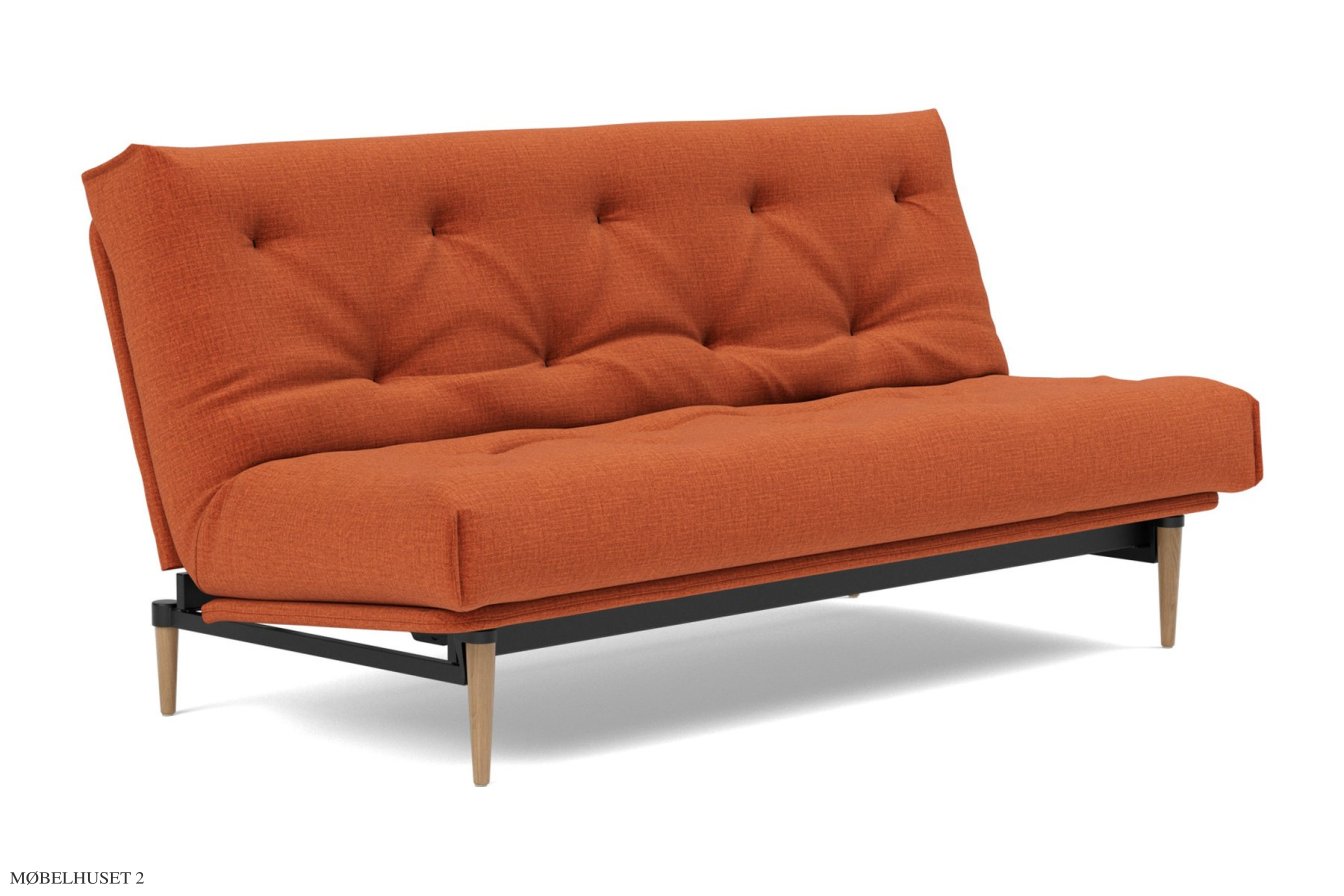 Colpus Schlafsofa, Helle Eiche / schwarzes Metall, Esina Rust Orange 412 | Innovation Living
