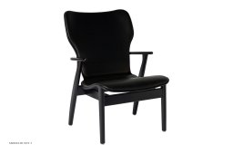 Domus Lounge Chair Sessel, Schwarz lackiert Birke | Prestige Leder schwarz | Artek