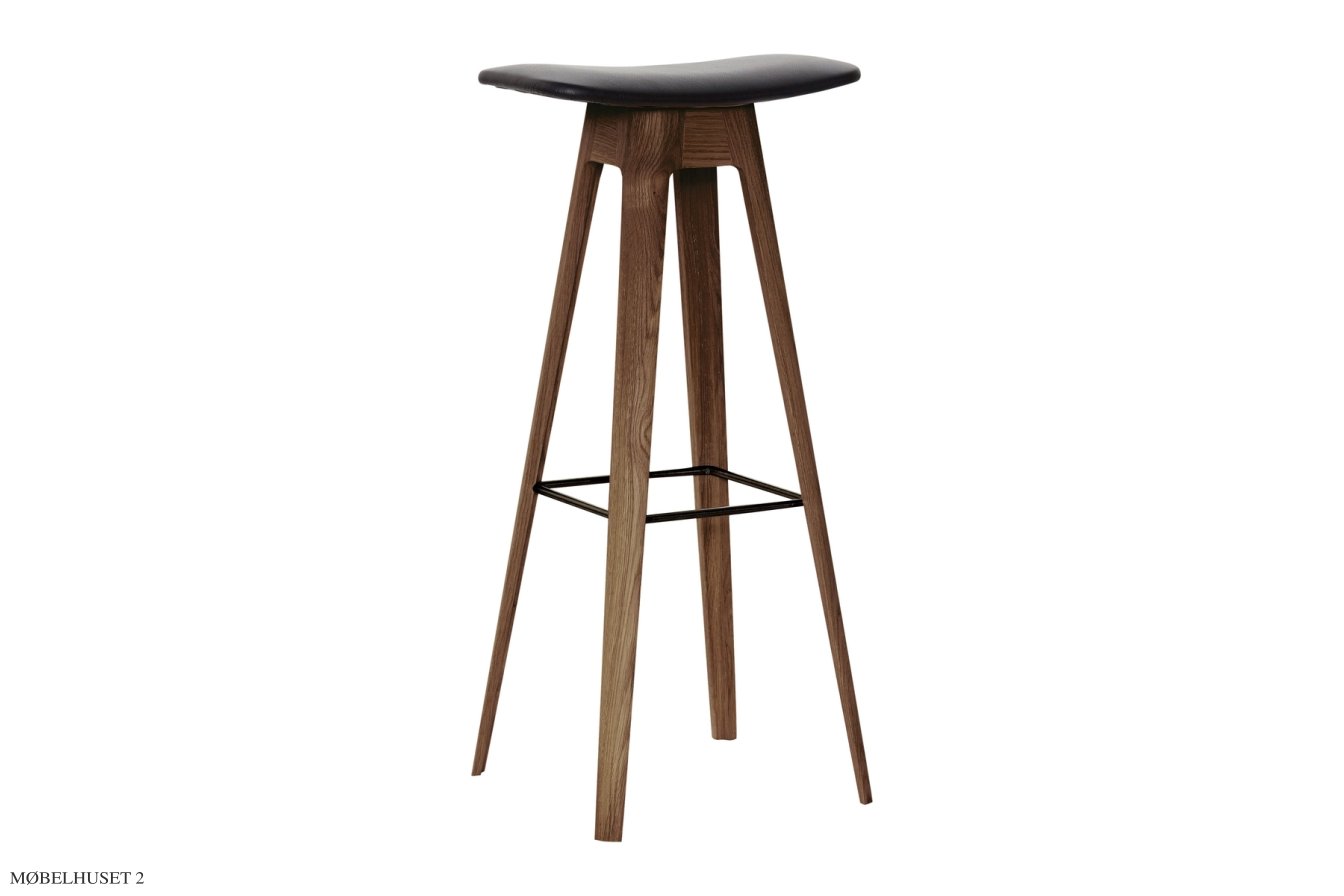 HC1 Barstol, H80 cm, Eiche ger�uchert matt lackiert, PU-Leder schwarz | Andersen Furniture