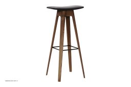 HC1 Barstol, H80 cm, Eiche ger�uchert matt lackiert, PU-Leder schwarz | Andersen Furniture