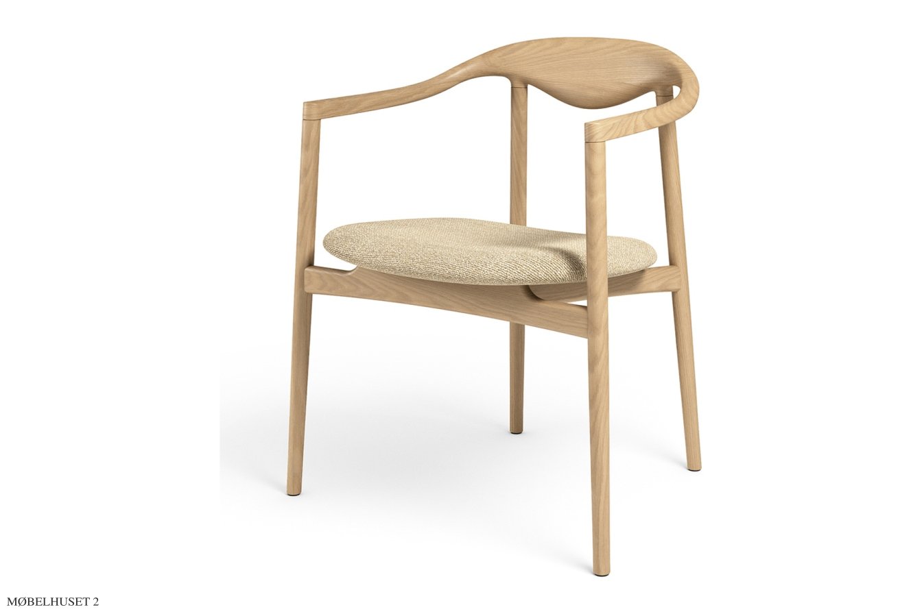 JARI Spisebordsstol, Eiche ge�lt, Stoff | Cream (Kvadrat Moss) | Brdr. Kr�ger