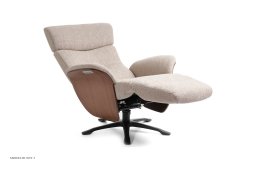 Nova recliner l�nestol, Valn�d, Drejefod sort aluminium, Stof | Nanda Nature 01 | Conform