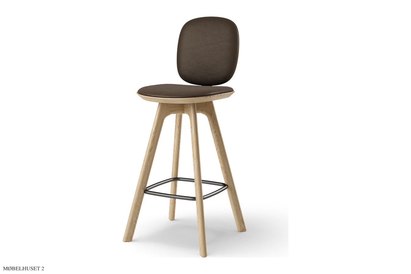Pauline Comfort barstol, Thekenh�he 65 cm, Holzbeine, Eiche ge�lt, Leder | Cinnamon | Brdr. Kr�ger