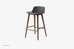 Rely HW118 Thekenhocker mit Kunststoffschale, Walnuss lackiert, Stone Grey | &Tradition