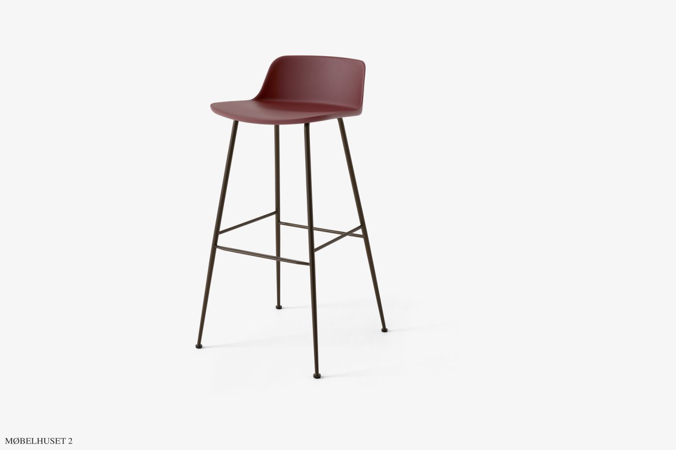 Rely HW86 Thekenhocker mit Kunststoffschale, Bronziert, Red Brown | &Tradition