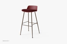 Rely HW87 Thekenhocker mit Kunststoffschale und Sitzkissen, Bronziert, Red Brown, Vidar 0693 | &Tradition