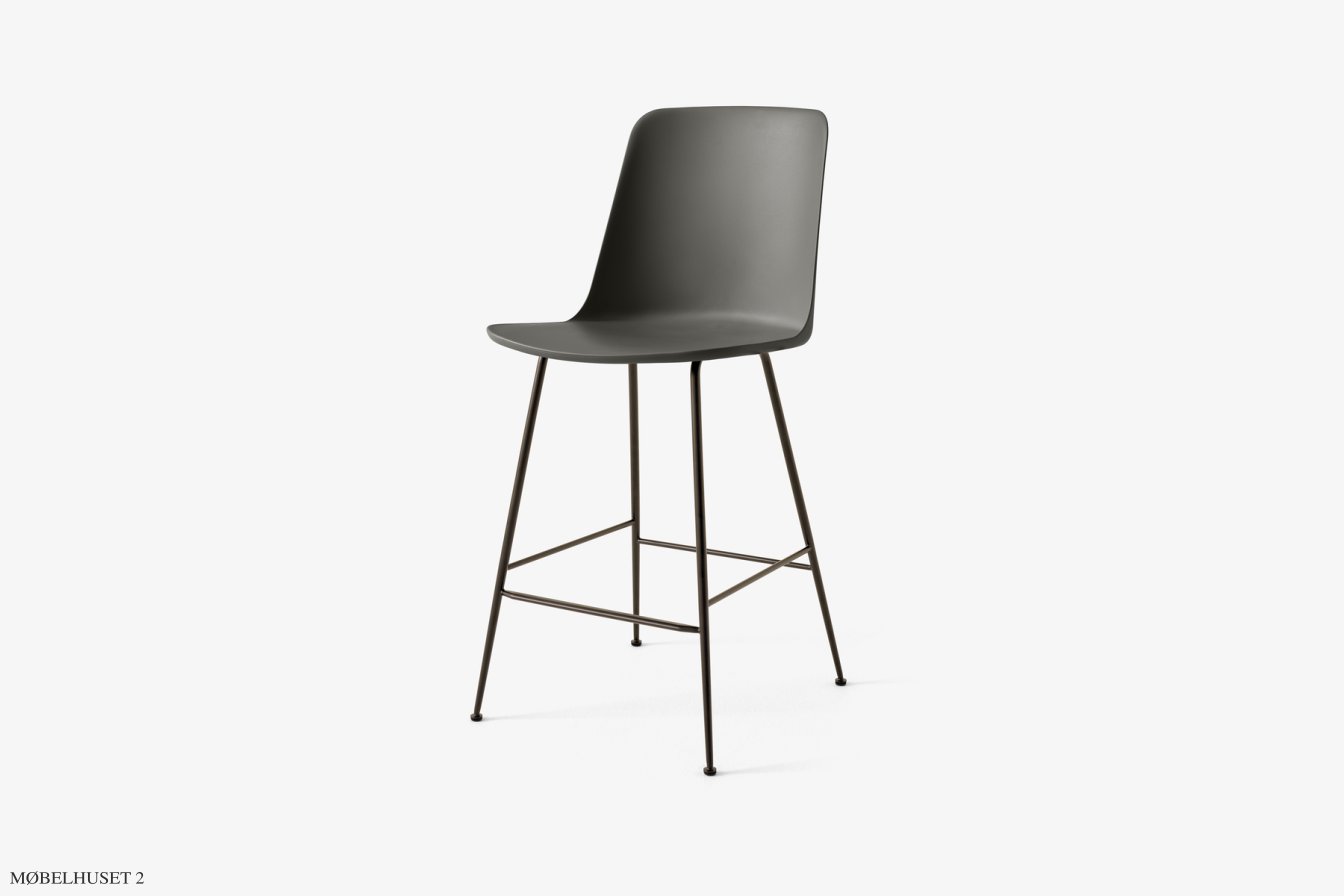 Rely HW91 Thekenhocker mit Kunststoffschale, Bronziert, Stone Grey | &Tradition