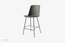 Rely HW91 Thekenhocker mit Kunststoffschale, Bronziert, Stone Grey | &Tradition