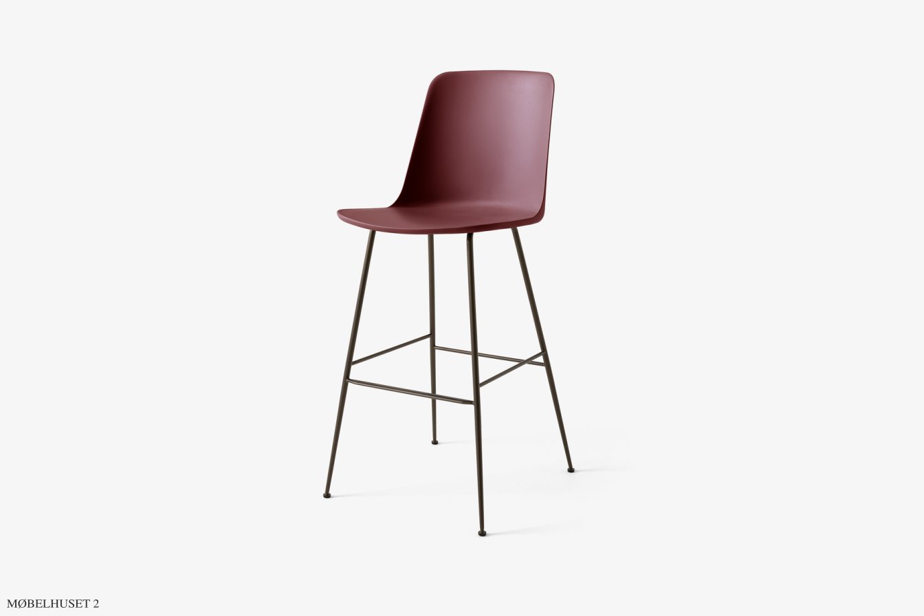 Rely HW96 Thekenhocker mit Kunststoffschale, Bronziert, Red Brown | &Tradition