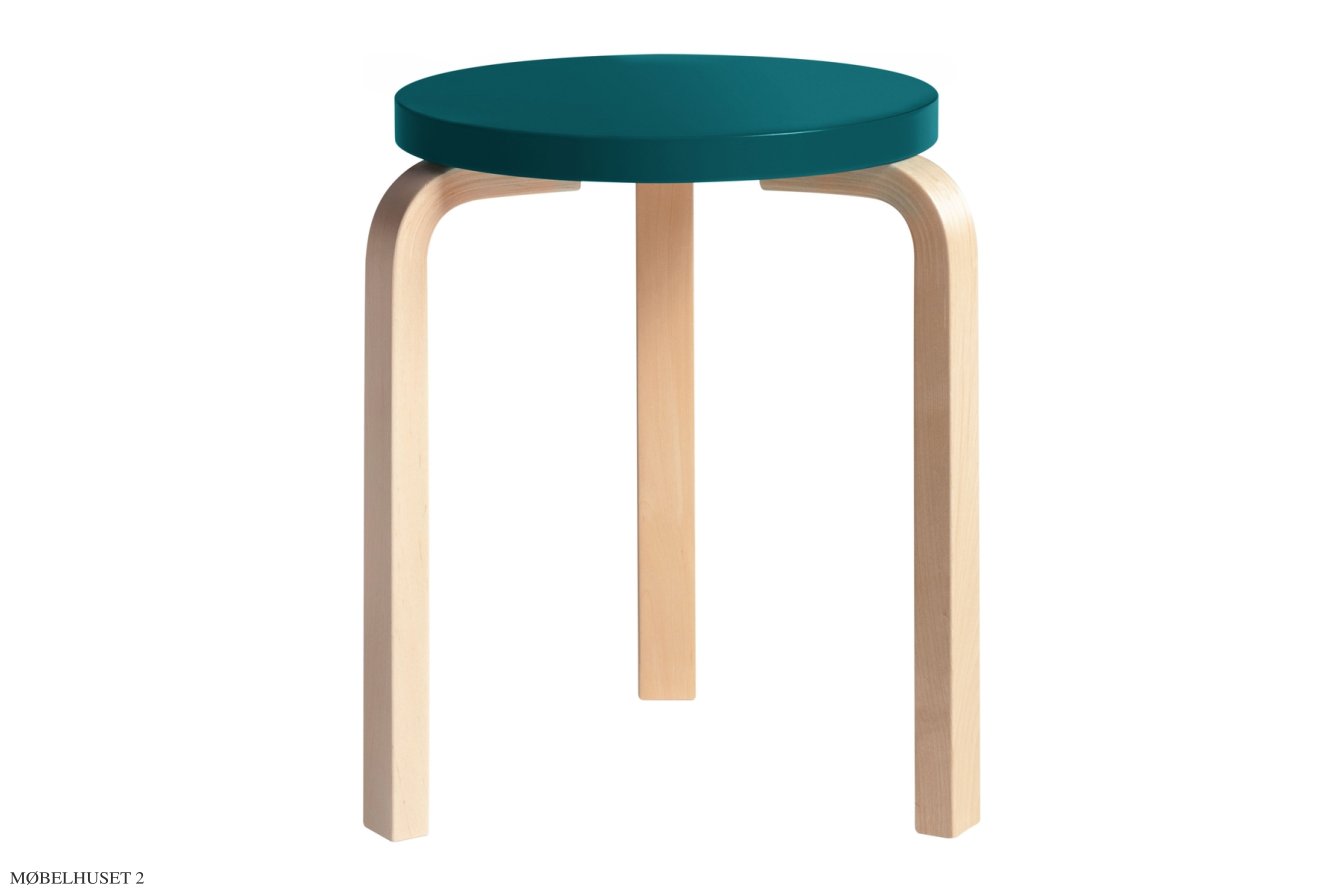 Stool 60 | Farve, Birk/petrol lakeret | Artek