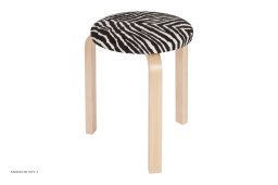 Stool 60 | Natur, Birk/Zebra sort-hvid stof | Artek