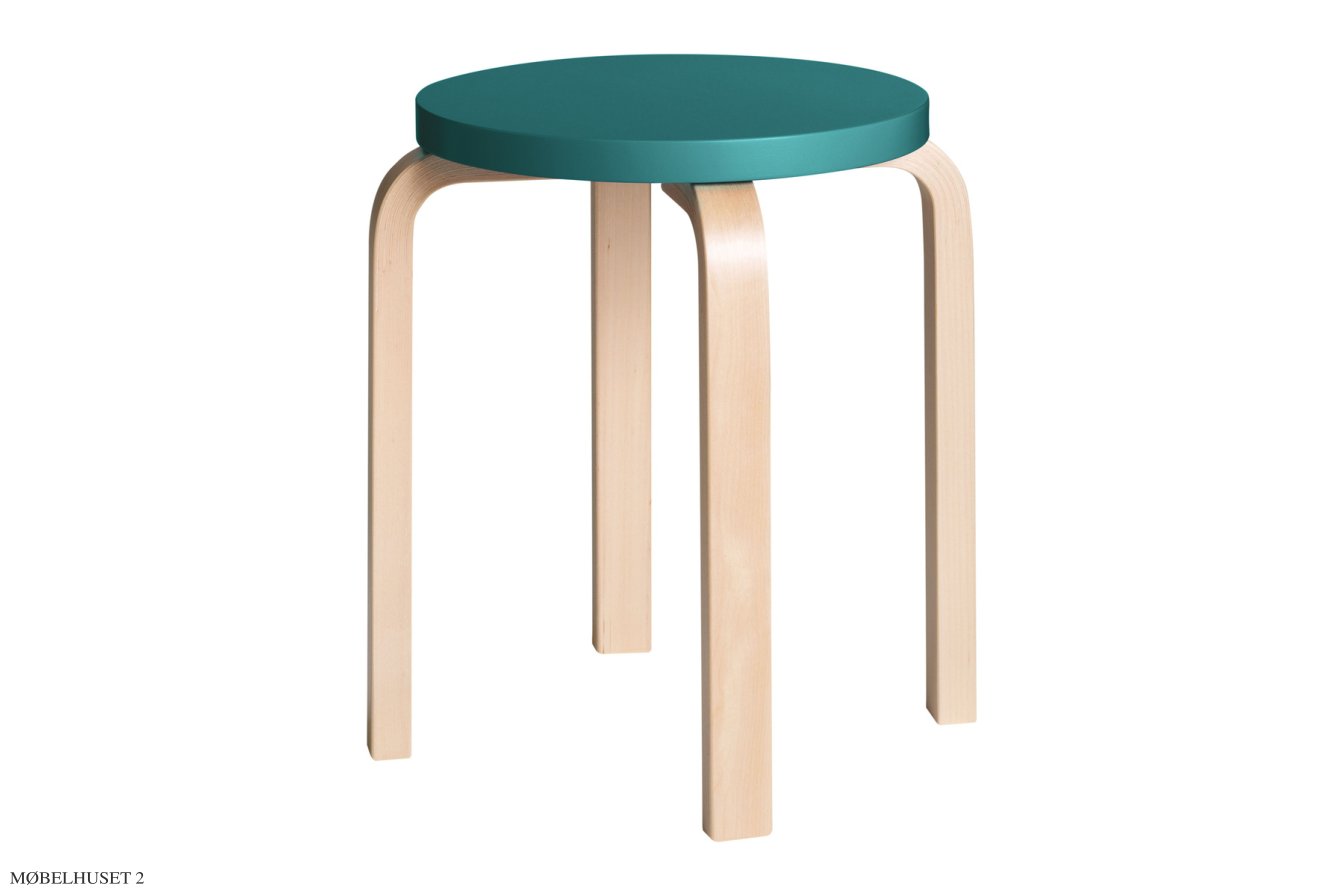 Stool E60 | Farve, Birk/petrol lakeret | Artek