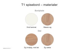 T1 spisebord, materialeoversigt | Andersen Furniture