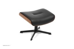 Timeout fodskammel, Valn�d, X-fod sort aluminium, L�der | Fantasy Black 89 | Conform