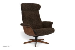 Timeout Large l�nestol, Valn�d, Drejefod tr�/sort aluminium, F�reskind | Sheepskin Espresso | Conform