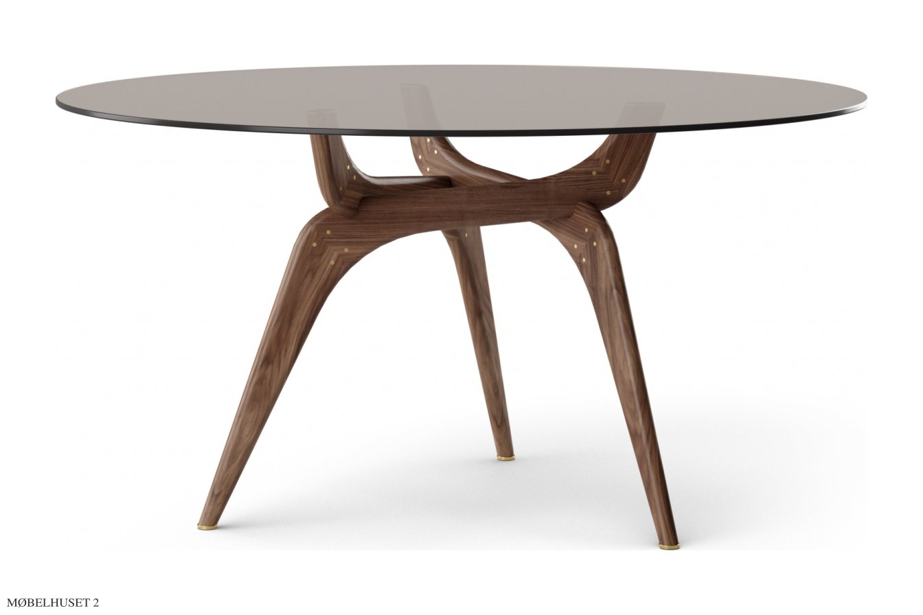TRIIIO Spisebord, Nussbaum ge�lt, Bronzeglas-Tischplatte | Brdr. Kr�ger