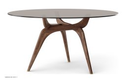 TRIIIO Spisebord, Nussbaum ge�lt, Bronzeglas-Tischplatte | Brdr. Kr�ger