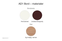 AD1 Bord, Material�bersicht | Andersen Furniture