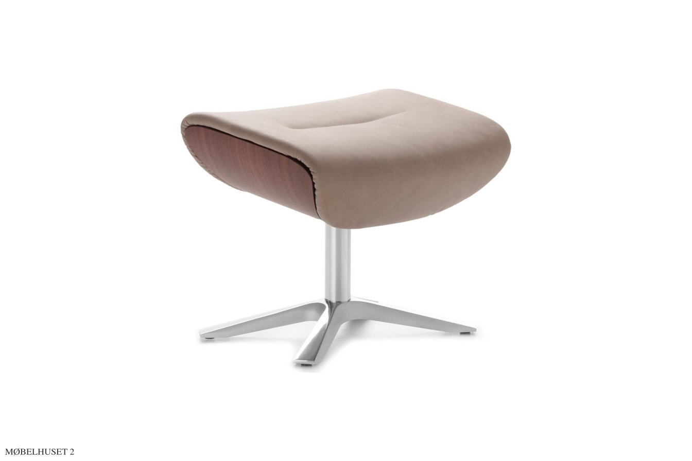 Afterwork l�nestol, Valn�d, Quattro drejefod aluminium, L�der | Grizzly Taupe 63 | Conform