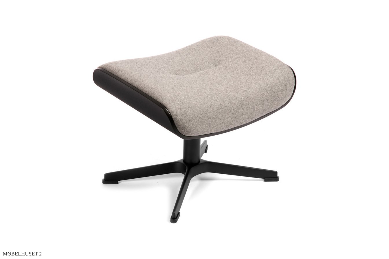 Air fodskammel, Eg sortbejdset, X-fod sort aluminium, Stof | Sheford Light grey 72 | Conform