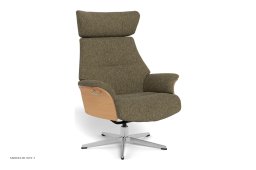 Air l�nestol, Eg lak, Drejefod aluminium, Stof | Alta Olive 28 | Conform