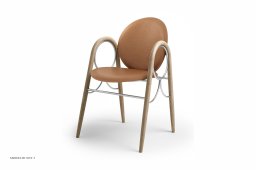 Arkade Chair, Eiche wei� ge�lt, Leder | Brandy, Chromgestell | Brdr. Kr�ger