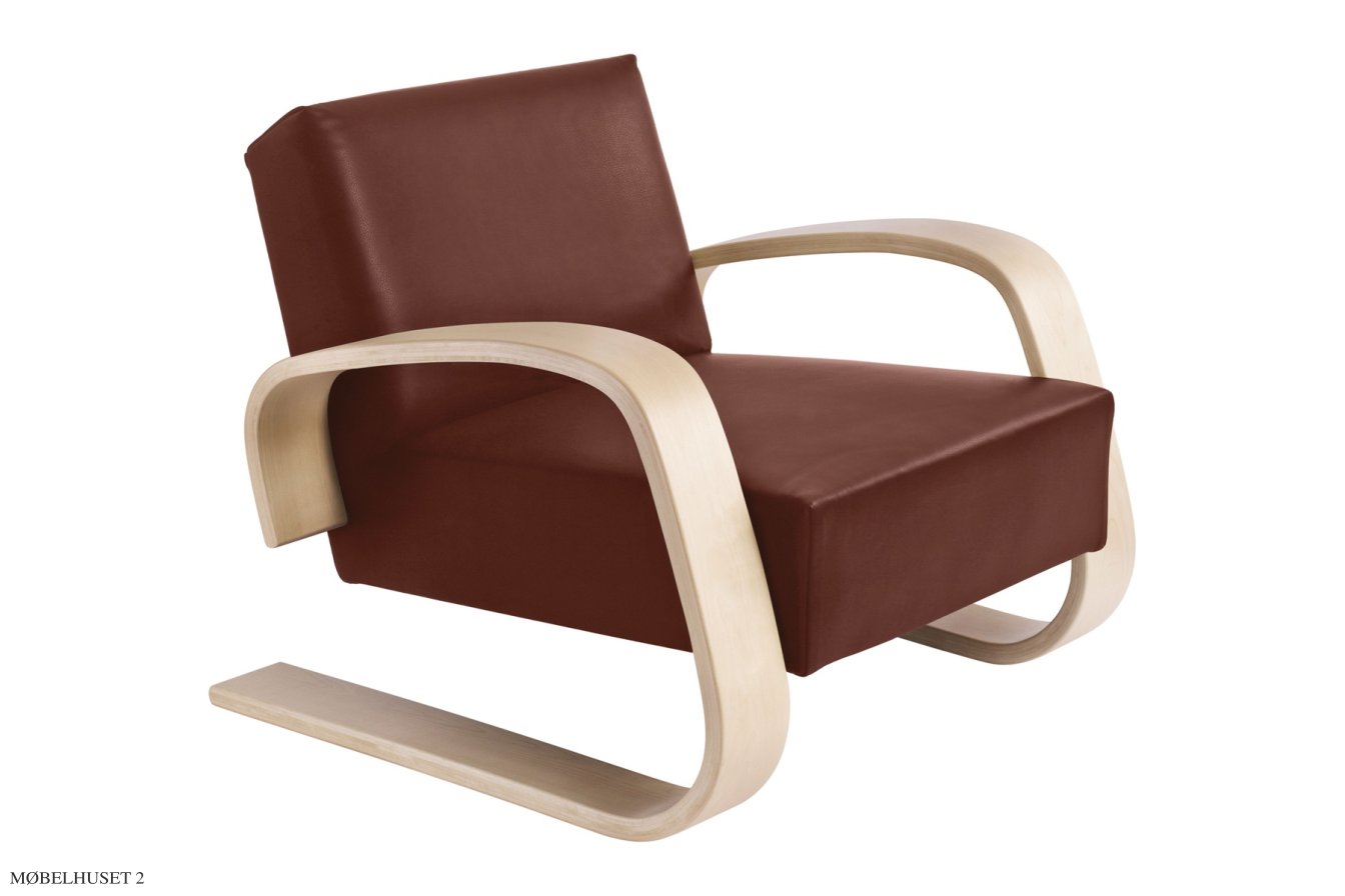 Armchair 400 \"Tank\" Sessel, Birke | Elegance Leder indian red | Artek