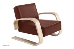Armchair 400 \"Tank\" Sessel, Birke | Elegance Leder indian red | Artek