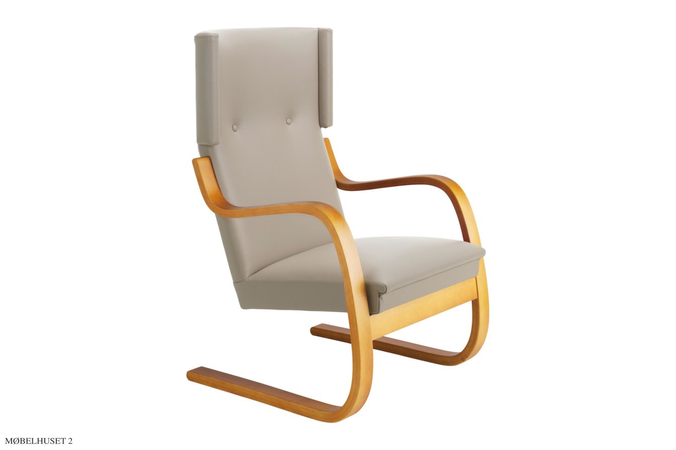 Armchair 401 Sessel, Honig gebeizt | Prestige Leder beige | Artek