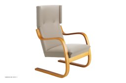 Armchair 401 Sessel, Honig gebeizt | Prestige Leder beige | Artek