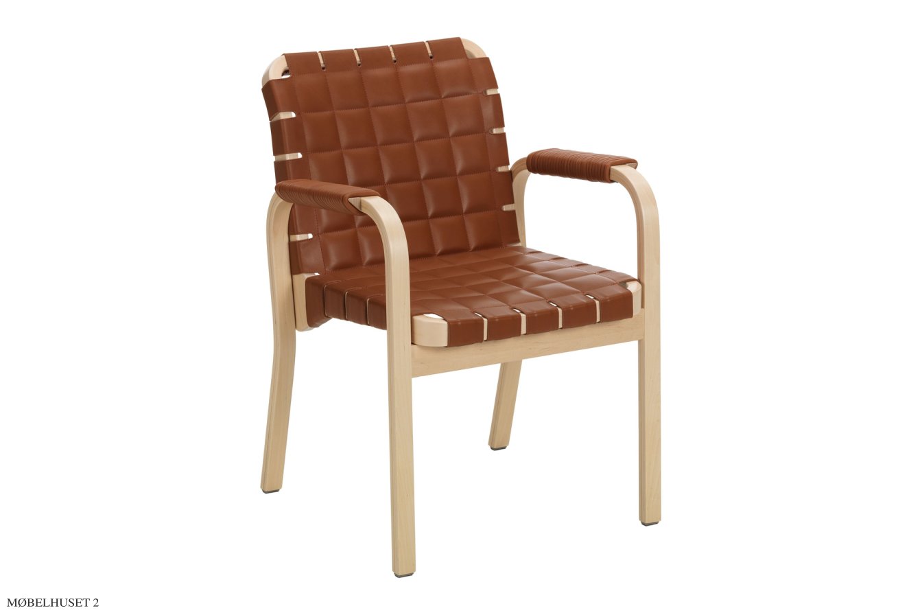 Armchair 45 armstol, Birk | Elegance l�der, walnut | Artek
