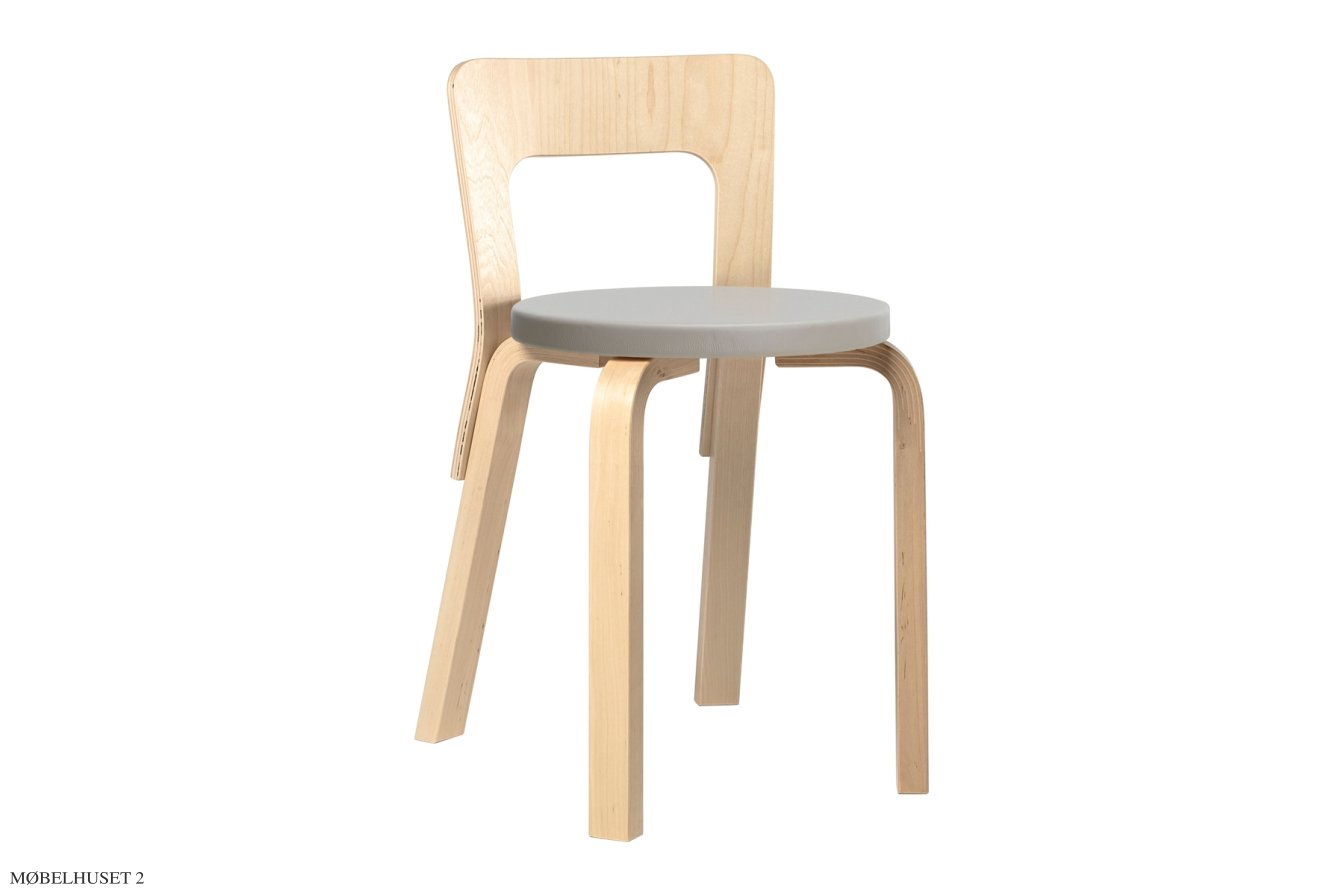 Chair 65 Esszimmerstuhl, Birke/Leder Prestige beige | Artek