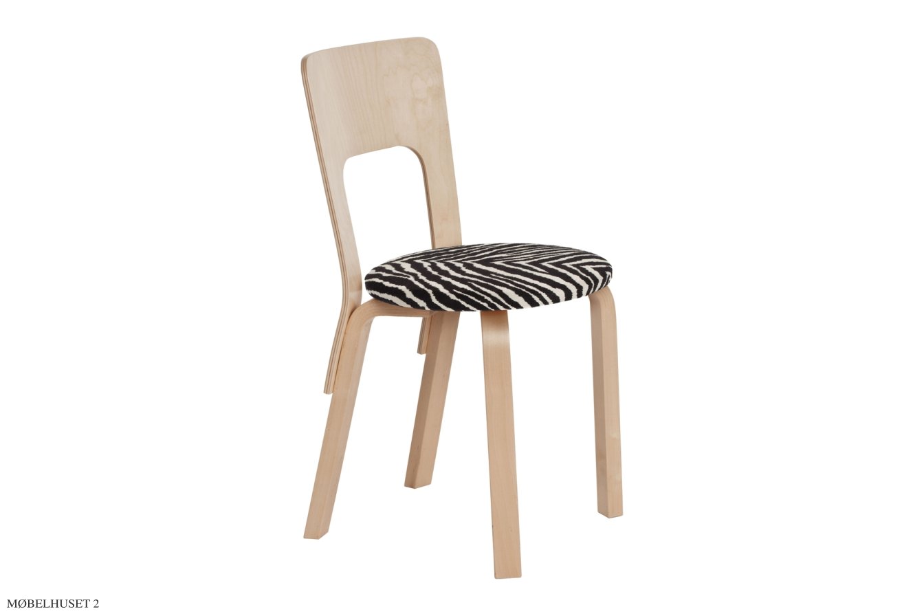 Chair 66 spisebordsstol, Birk/Zebra stof | Artek
