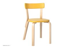 Chair 69 spisebordsstol, Birk/gul lakeret | Artek