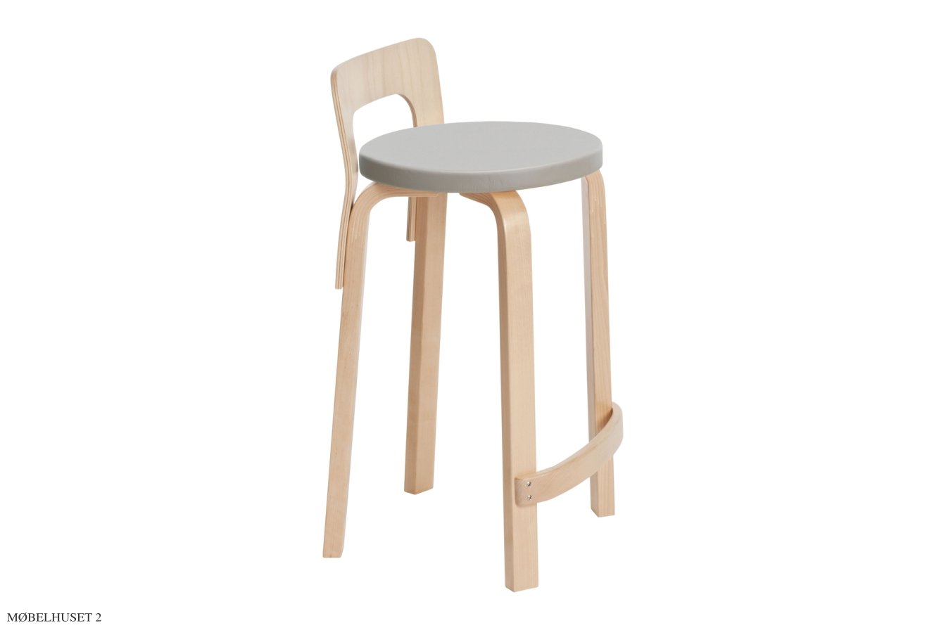 High Chair K65 barstol, Birk/l�der Prestige beige | Artek