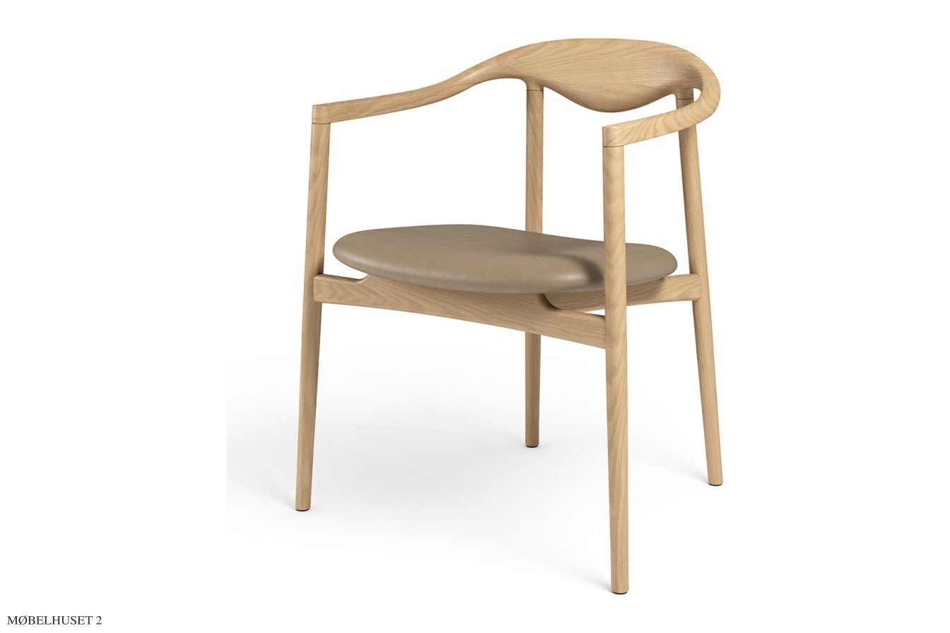 JARI Spisebordsstol, Eiche ge�lt, Leder | Almond | Brdr. Kr�ger