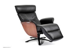 Nova recliner l�nestol, Valn�d, Drejefod sort aluminium, L�der | Sorrento Black 89 | Conform