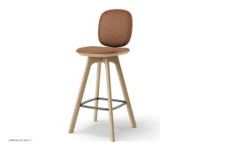Pauline Comfort barstol, Thekenh�he 65 cm, Holzbeine, Eiche ge�lt, Leder | Brandy | Brdr. Kr�ger