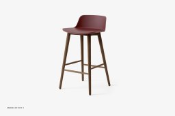 Rely HW118 Thekenhocker mit Kunststoffschale, Walnuss lackiert, Red Brown | &Tradition